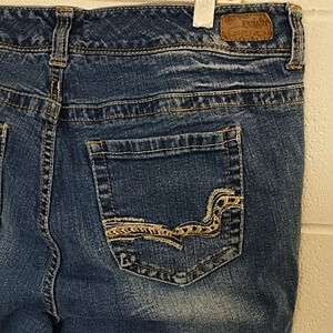 Reighn Curvy 16 Short Embroidered Pocket Boho Western Denim Stretch Jeans